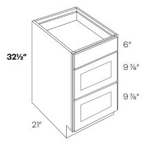 LUXOR WHITE - VANITY DRAWER BASE CABINET  L10-VDB12-HA