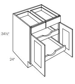 2 Door 2 Drawer Cabinet w 2 Pull Out Shelves