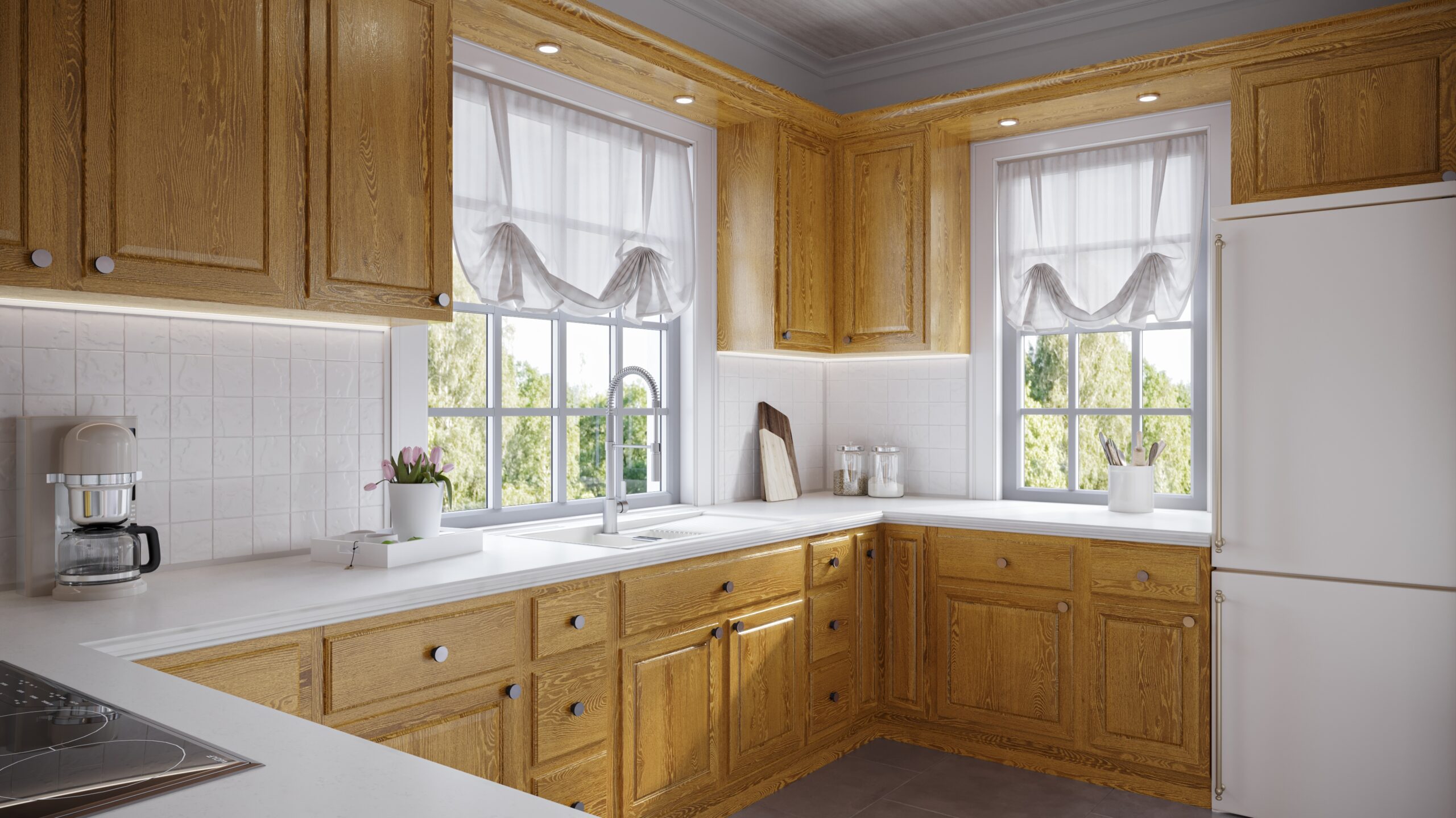Country Oak Honey 36" Blind Base Cabinet - Image 2
